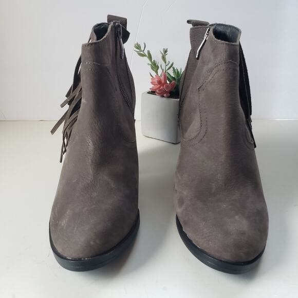 Vince Camuto Suede Fringe Ankle Womens Boots Sz 9M Boho Western Festival Chunky - Picture 3 of 14